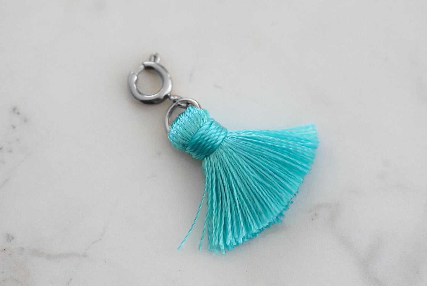 Maker Collection - Silver Aqua Marine Tassel Charm