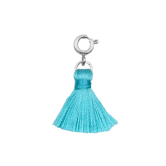 Maker Collection - Silver Aqua Marine Tassel Charm