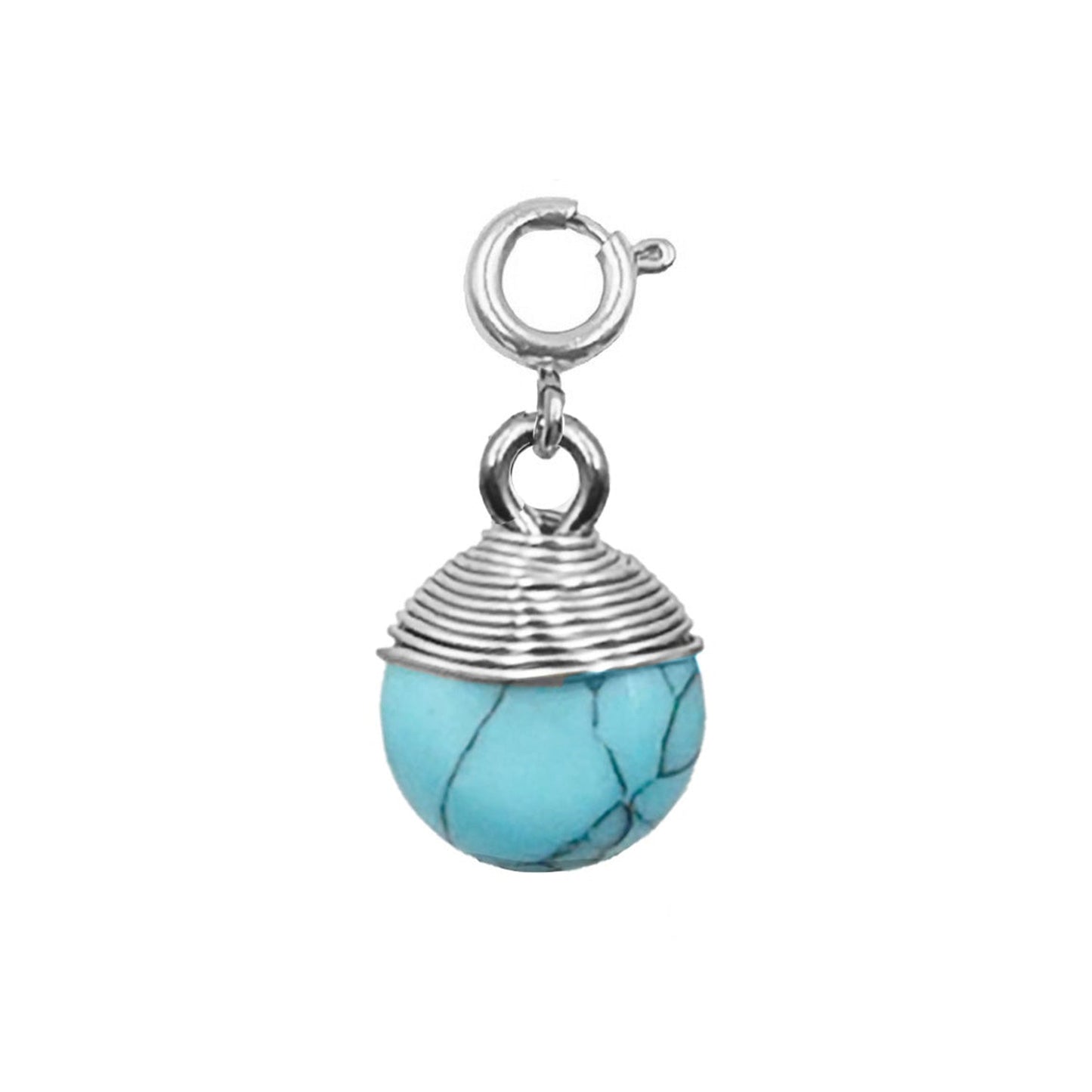 Maker Collection - Silver Aqua Marine Wire Wrapped Charm