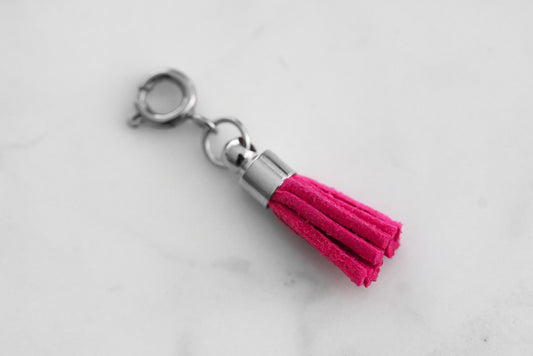 Maker Collection - Silver Fuchsia Suede Tassel Charm