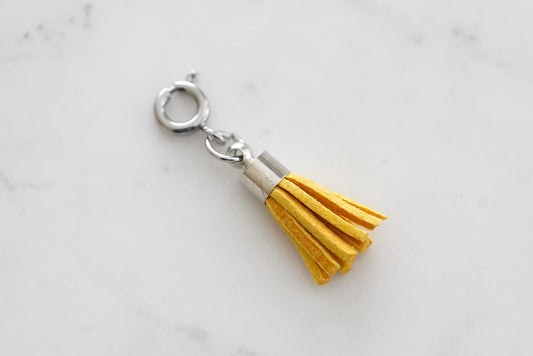 Maker Collection - Silver Mustard Suede Tassel Charm