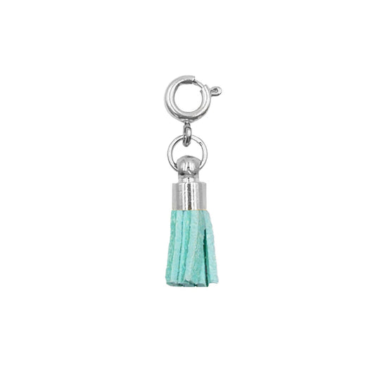 Maker Collection - Silver Teal Suede Tassel Charm